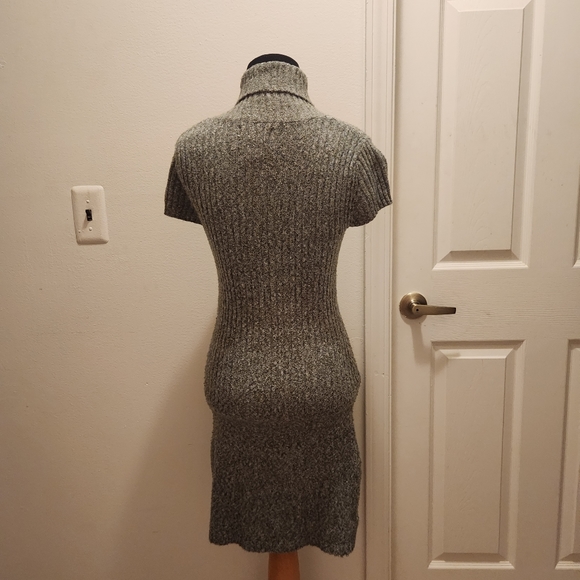 J.J. Always Turtle Neck Short Sleeve Bodycon Gray XSmall Mini Sweater Dress - Picture 2 of 7